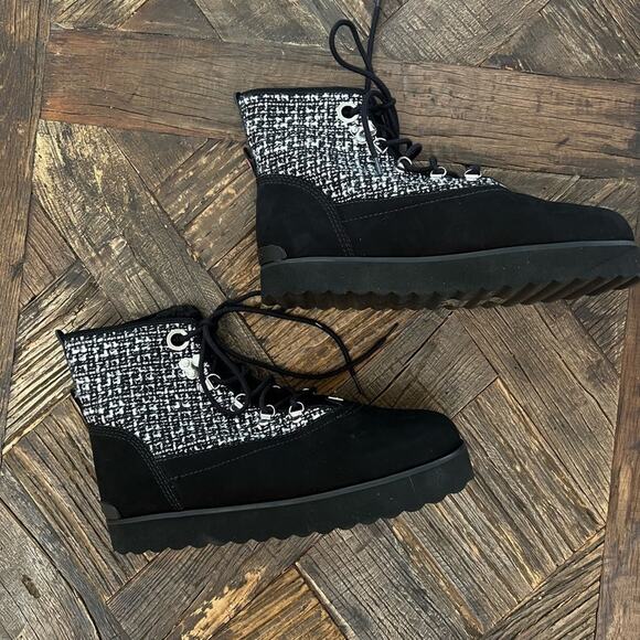 NWOT Women's Larroude Vail Tweed Nubuck Leather Ankle Platform Boots - Sz 9.5 - Picture 6 of 8